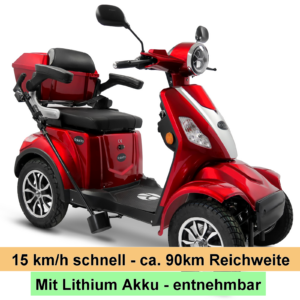 Rolektro E Quad 15 km/h V.3 Lithium Akku entnehmbar Rot